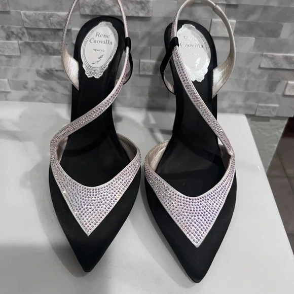 Rene Caovilla Black & White Slingback size 37 7B - Picture 11 of 12